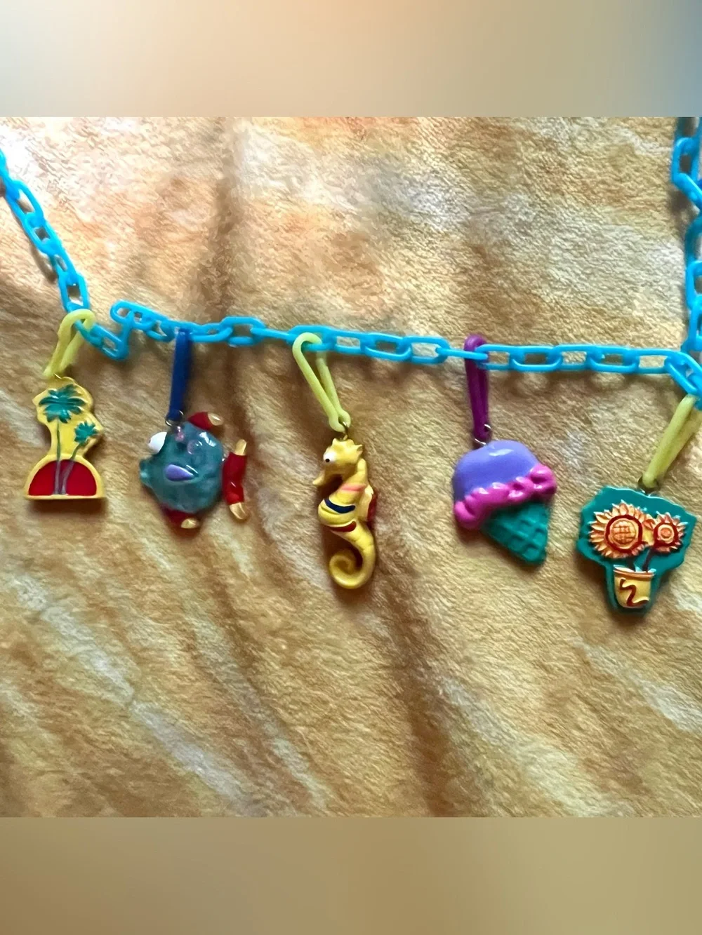 Set of 2 vintage 80s bell charm chain necklaces